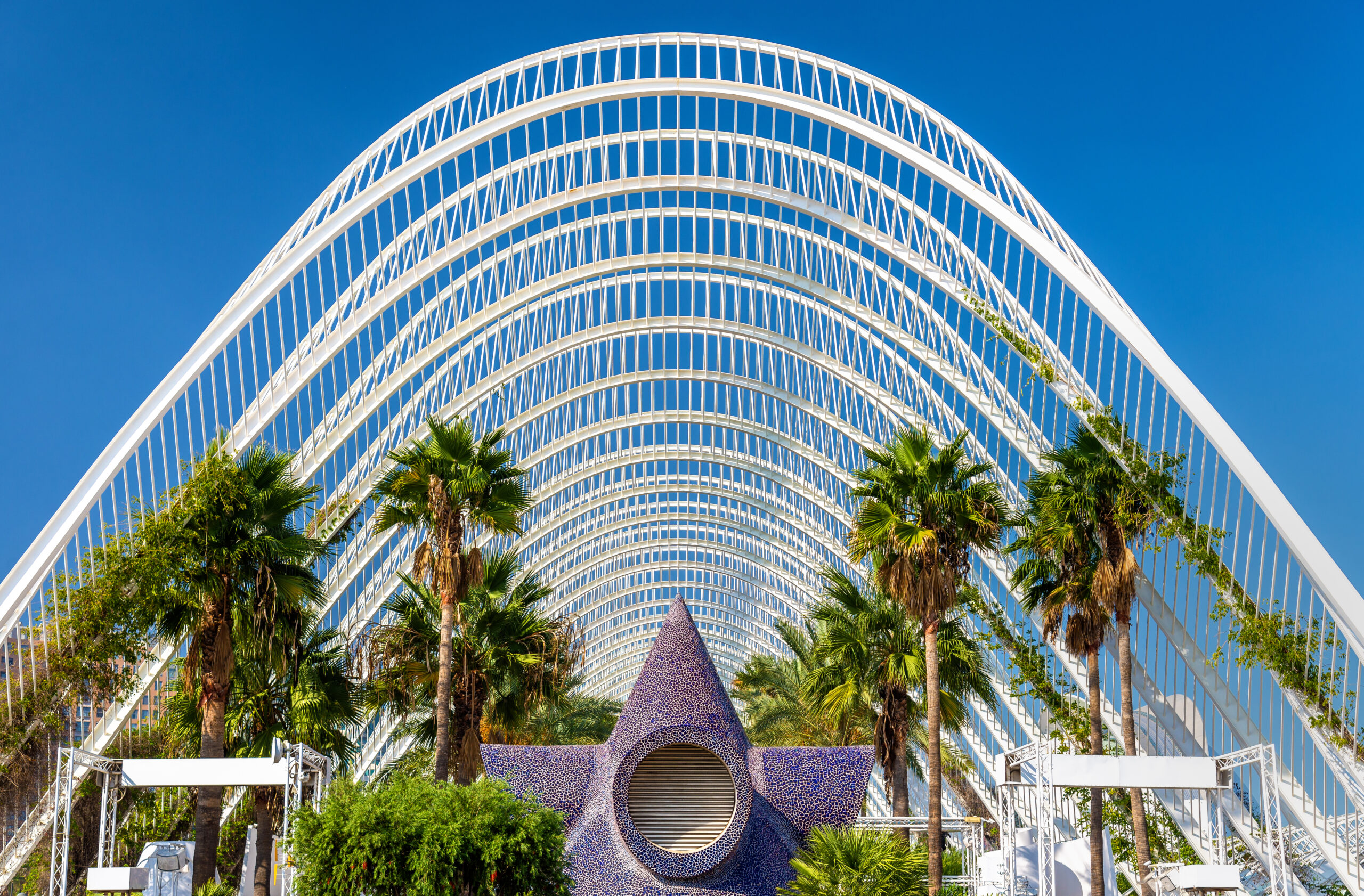 Plants in the Umbracle, a landscaped walk at he City of Arts and Sciences in Valencia, Spain